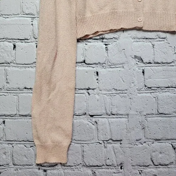 Double Zero Ballerina Pink Cropped Cardigan Sweater Size L - Picture 5 of 12